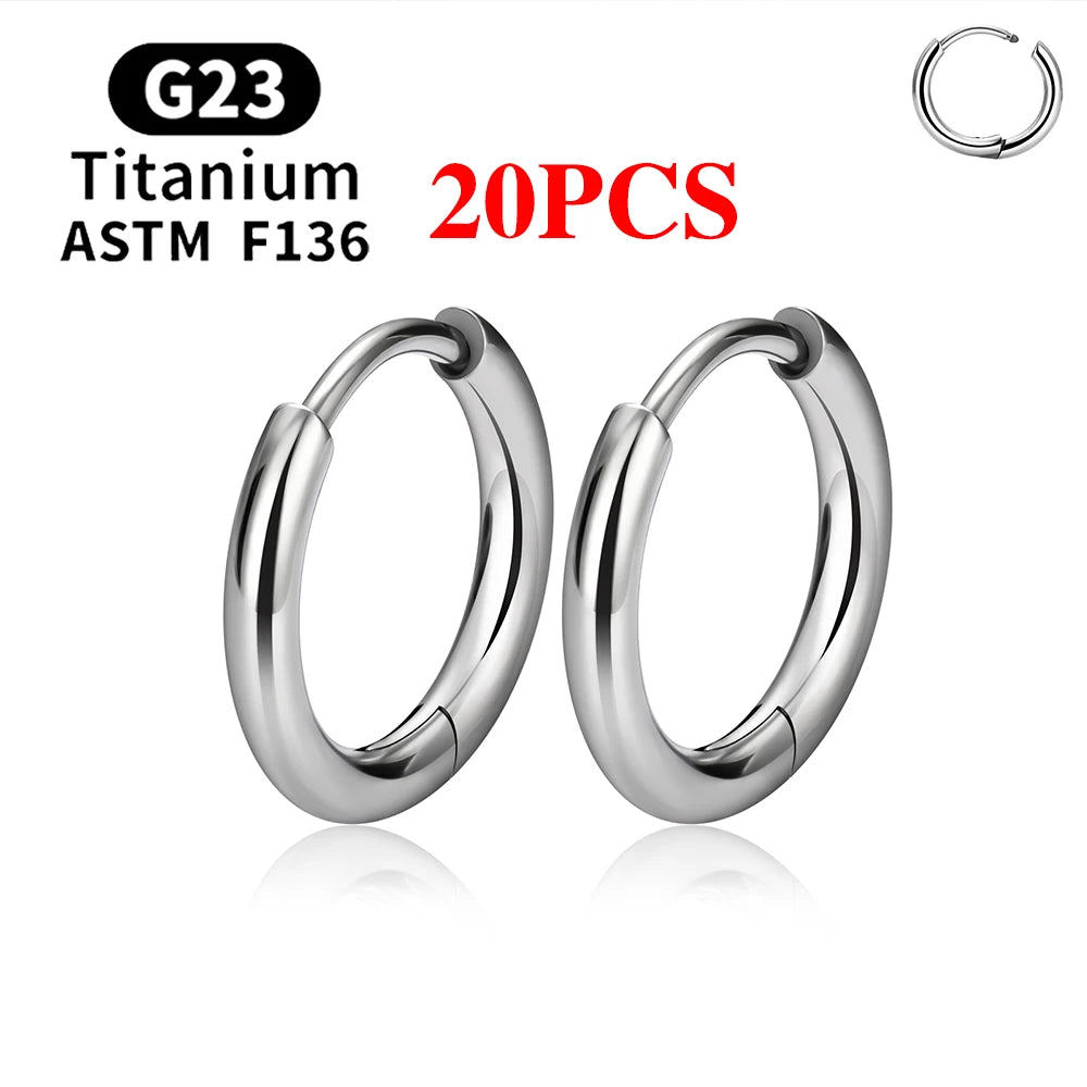 G23 Titanium Hoop Earrings CZ Hinged Segment Round Nose Ring for Women Ear Tragus Cartilage Helix Daith Piercing Jewelry