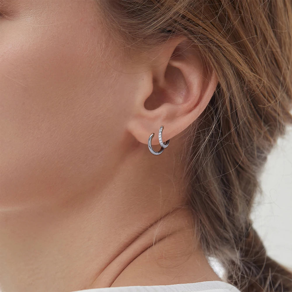 G23 Titanium Hoop Earrings CZ Hinged Segment Round Nose Ring for Women Ear Tragus Cartilage Helix Daith Piercing Jewelry