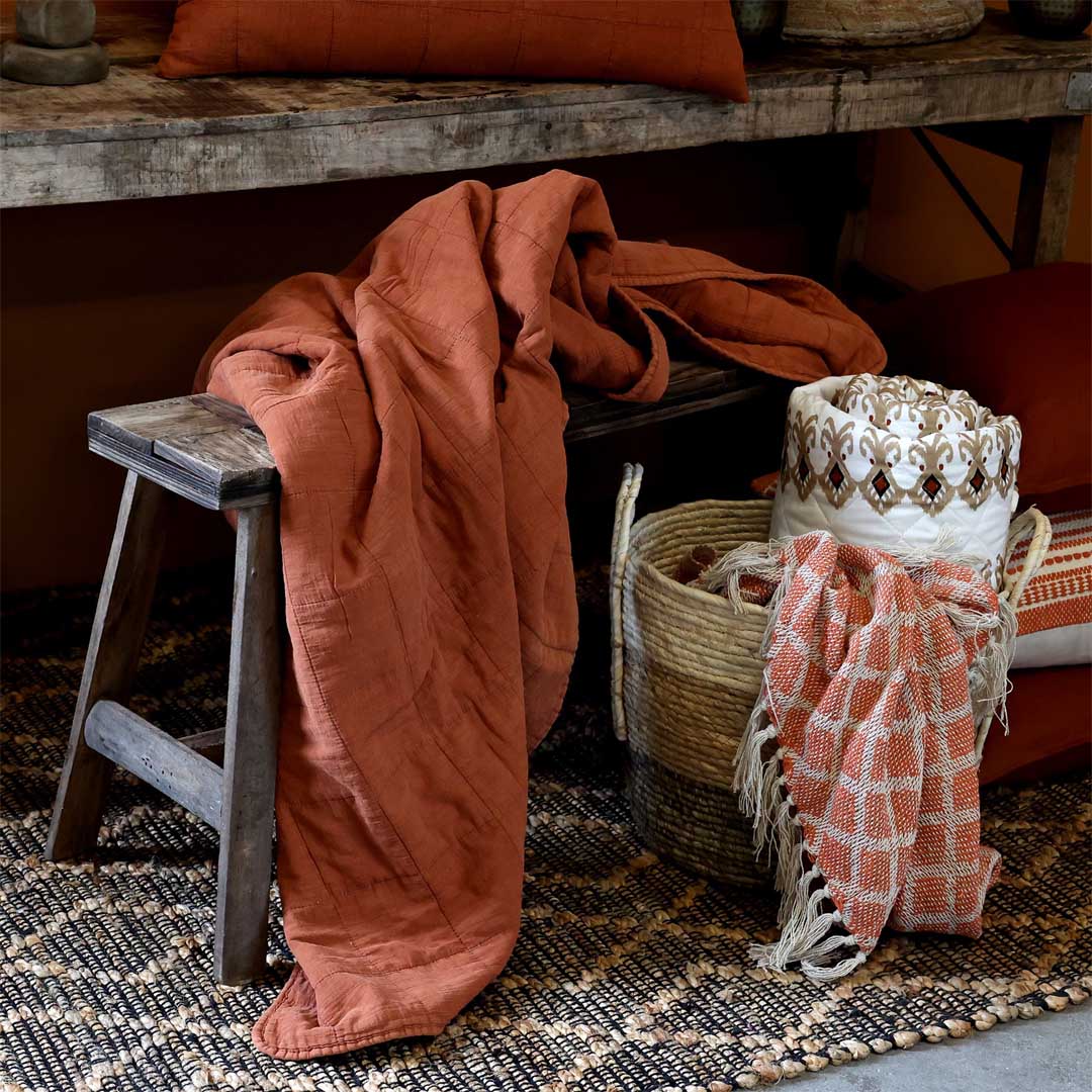 Chic Antique - Vintage Quilt Steppdecke Terracotta 130x180 cm